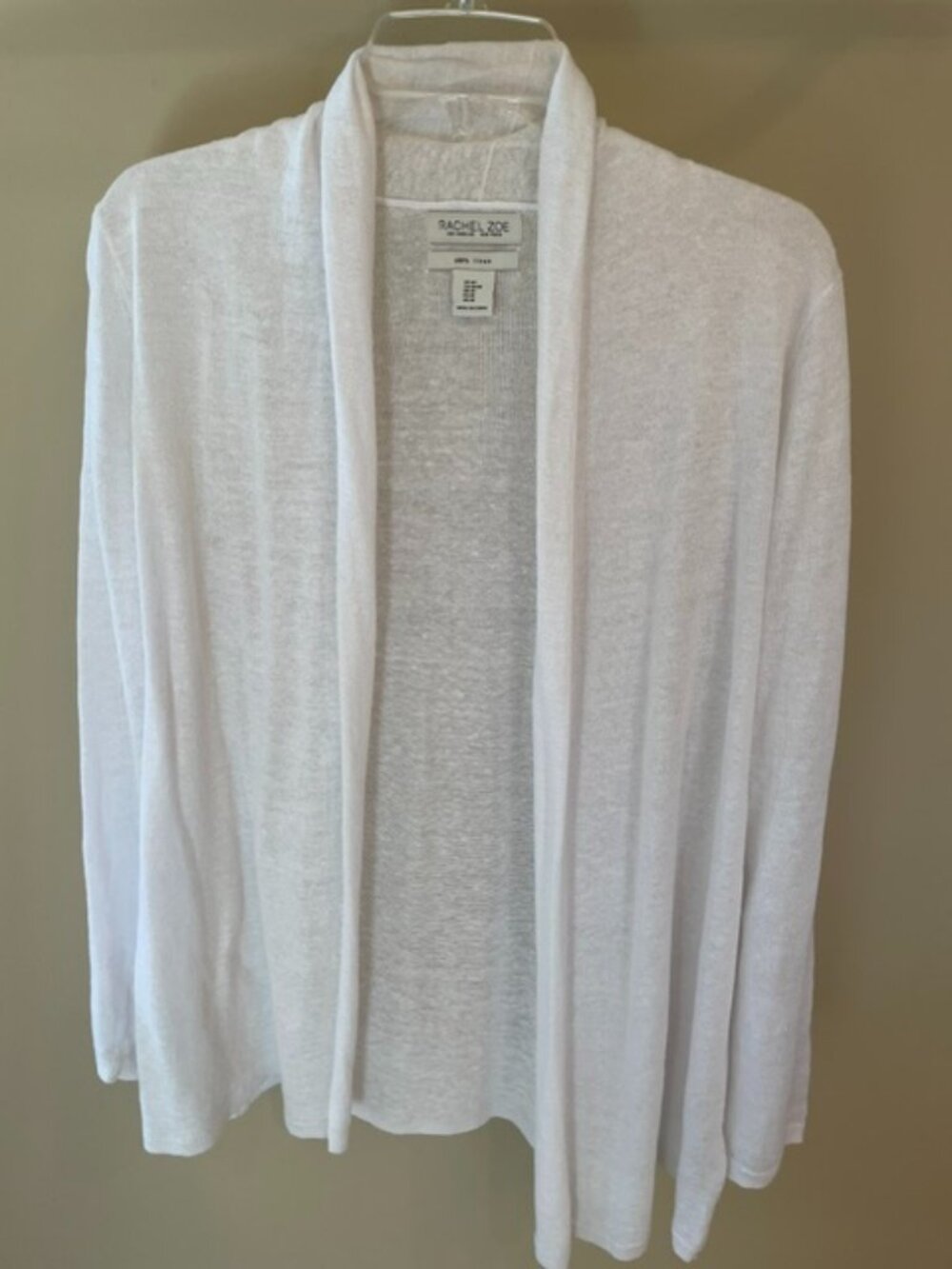 Women's Rachel Zoe White Long Sleeve Collared Linen Sweater in size Medium.
